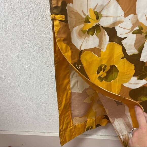 Vintage 1960's Hawaiian Casuals by Stan Hicks Yellow Floral Maxi Dress Sz Med - Picture 4 of 8